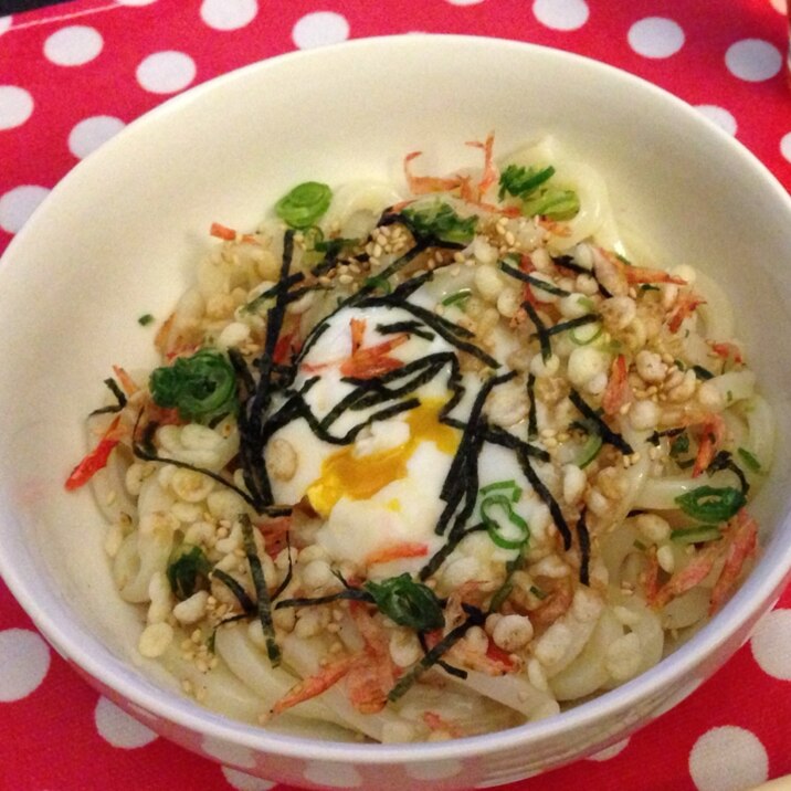 ズボラ飯！桜えびの天かけうどん♡